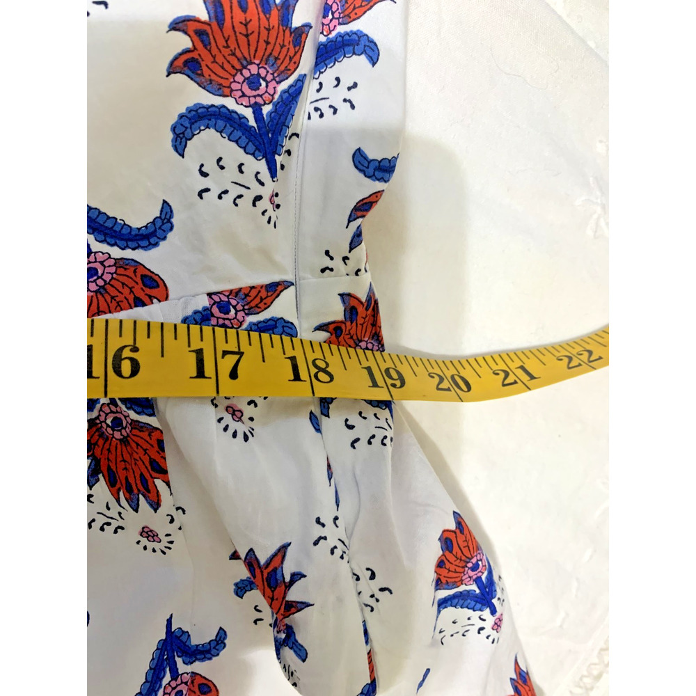 J. Crew 18 Dress Floral Red Blue White Tiered Line Back Smocked Sundress Cottage - Picture 5 of 8